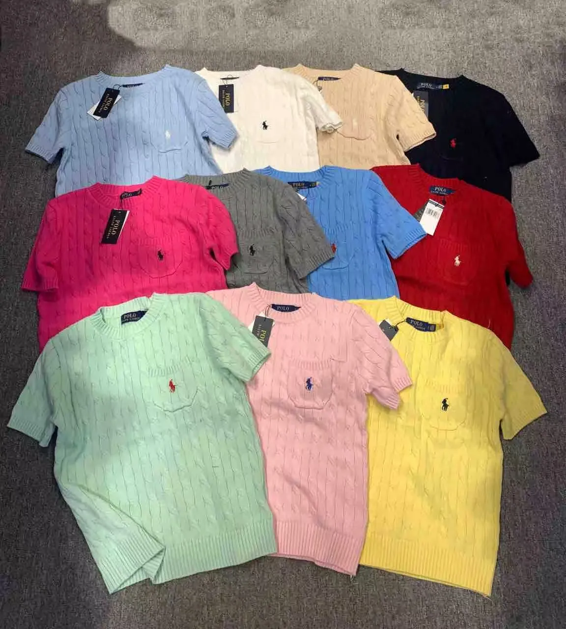 🅿️138 L16 #Ralph Lauren•New round neck small chest pocket embroidered short-sleeved bottoming knitted sweater ✅✅✅ Ready in stock Focus on quality Feel free to compare Evergreen models that are not off the shelves Bosses can rest assured to sell Size: S M L
